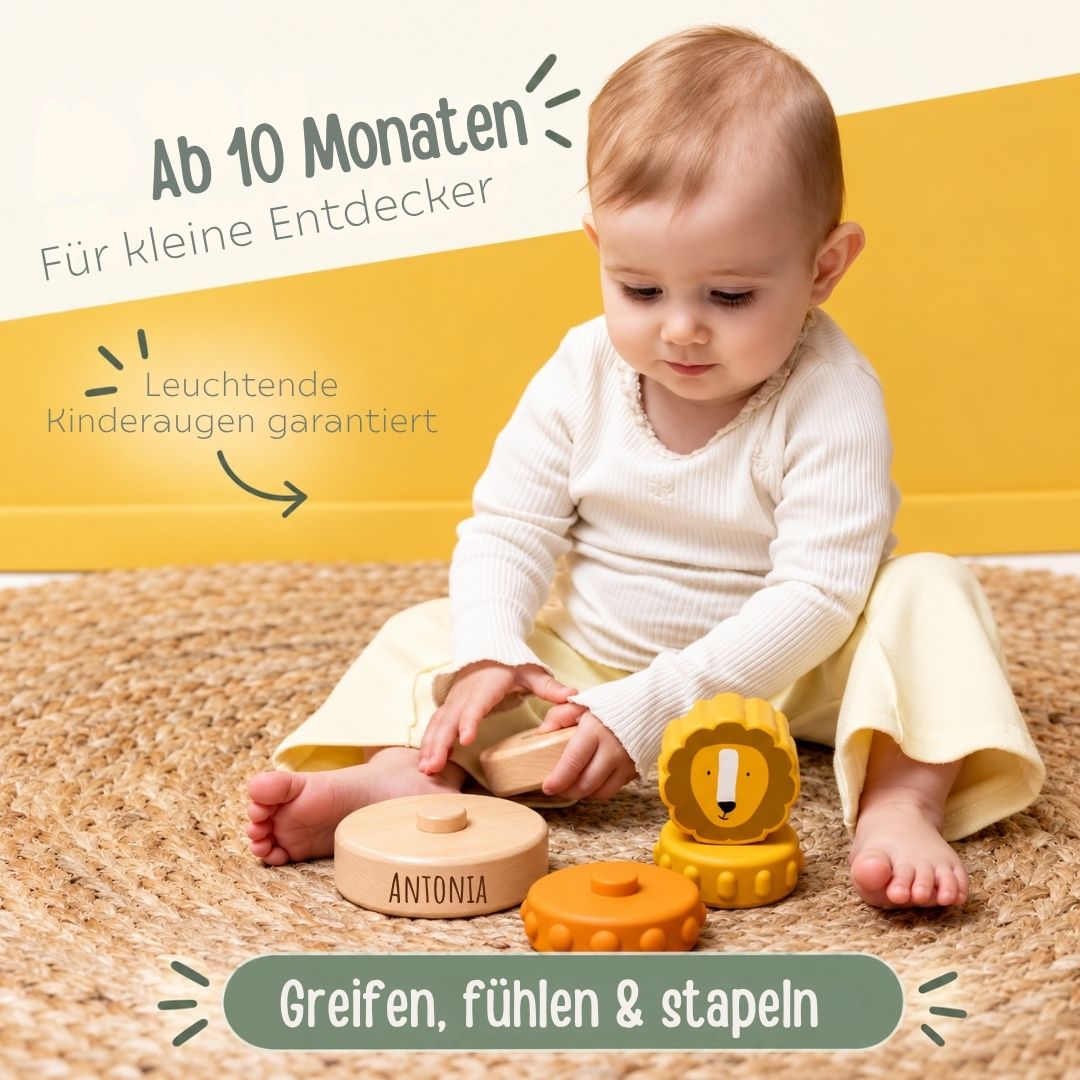 TRIXIE Silikon-Holz Stapelturm personalisiert - wunderwunsch