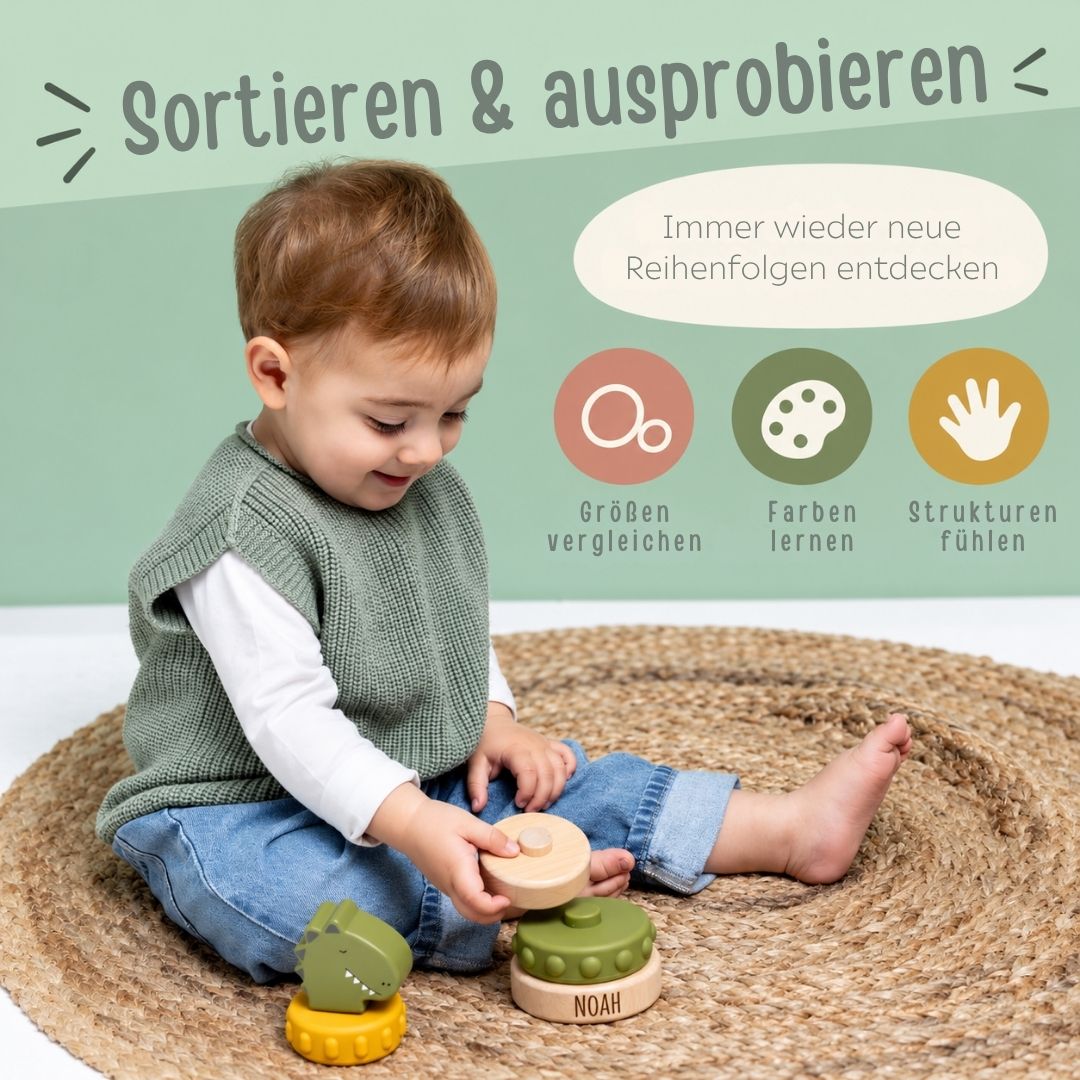 TRIXIE Silikon-Holz Stapelturm personalisiert - wunderwunsch