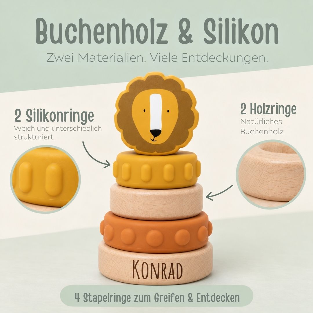 TRIXIE Silikon-Holz Stapelturm personalisiert - wunderwunsch