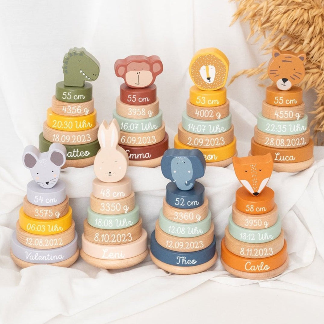 TRIXIE Stapelturm Holz Tiere personalisiert - wunderwunsch