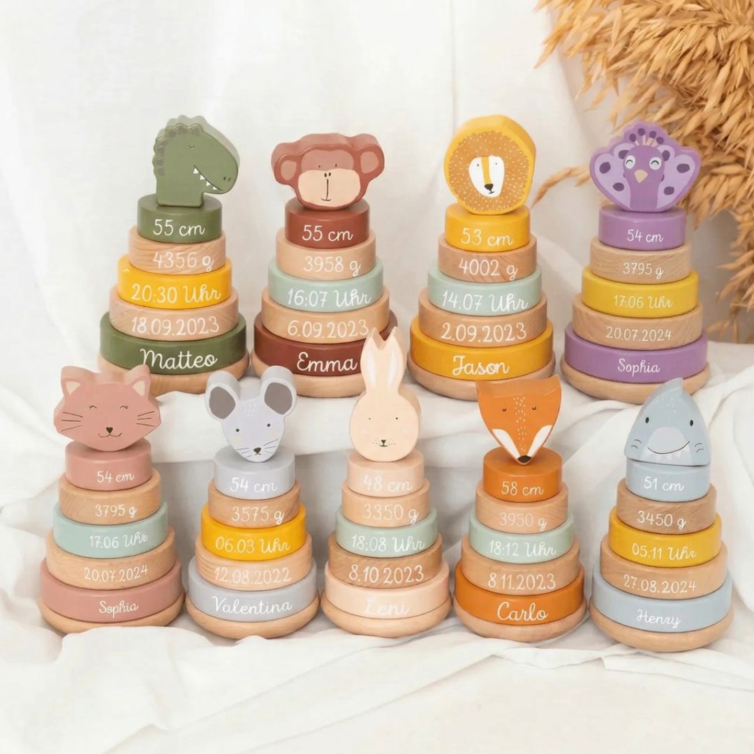 TRIXIE Stapelturm Holz Tiere personalisiert - wunderwunsch