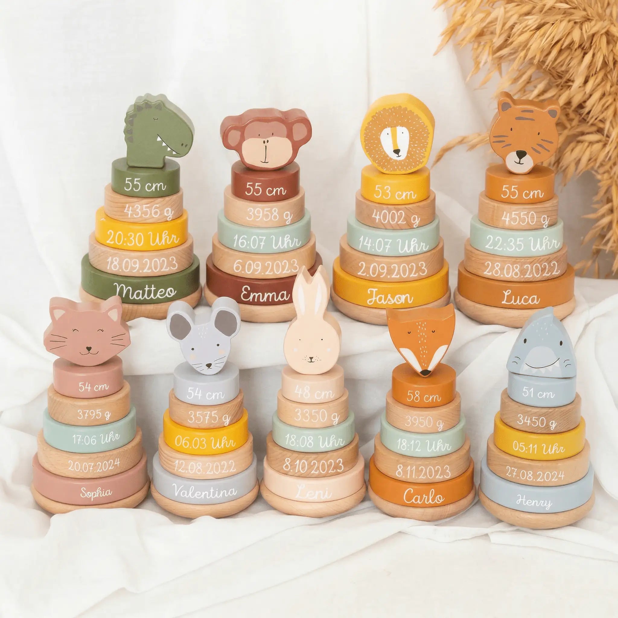 TRIXIE Stapelturm Holz Tiere personalisiert - wunderwunsch