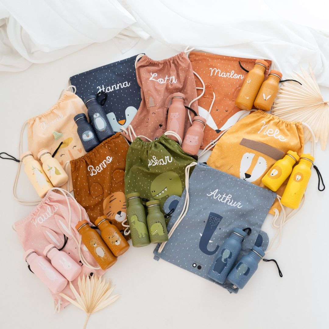 Trixie Turnbeutel und Trinkflasche personalisiert - Tiere - wunderwunsch