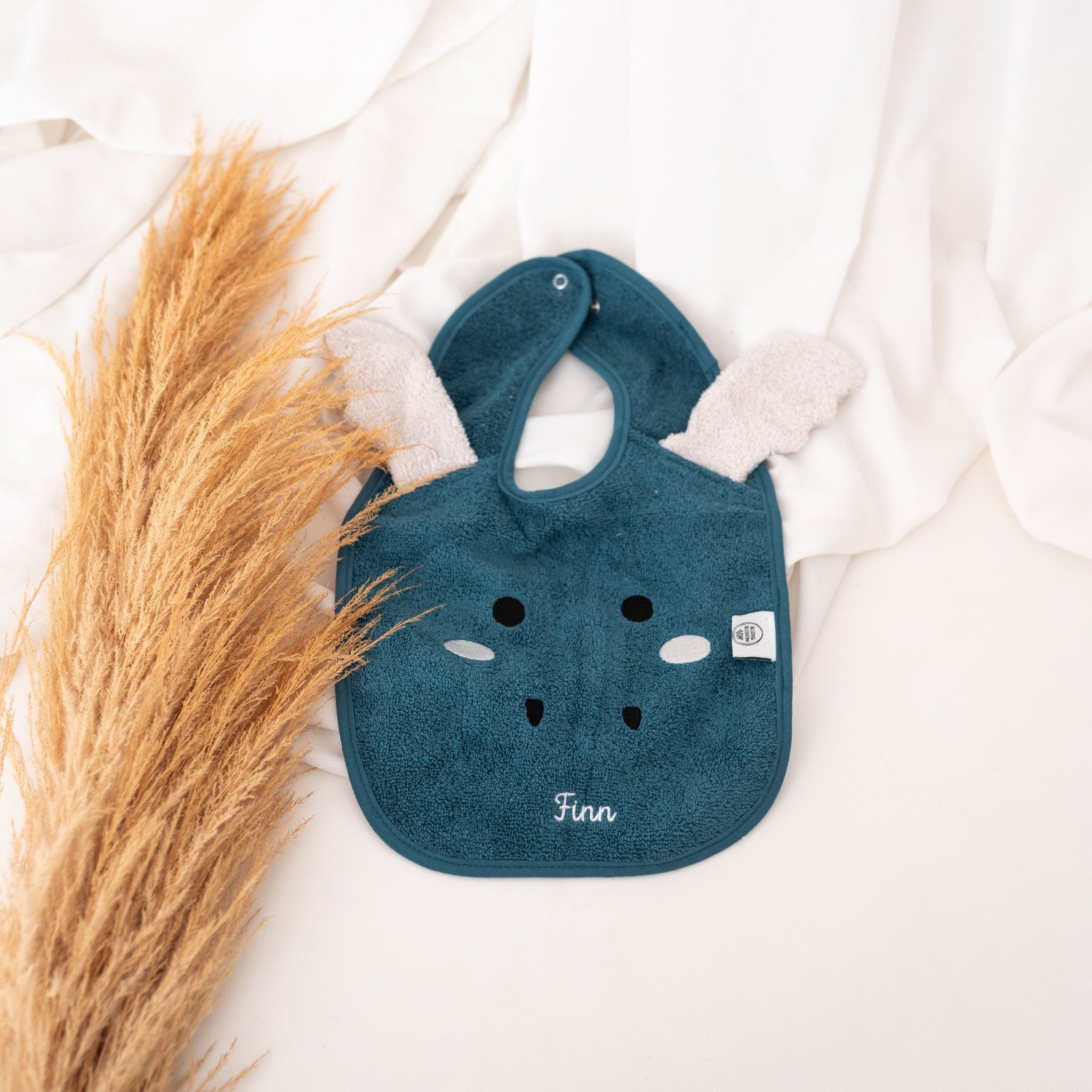 TRYCO Baumwoll Lätzchen Tiere personalisiert - Koala, Schwan, Leopard, Drache - wunderwunsch
