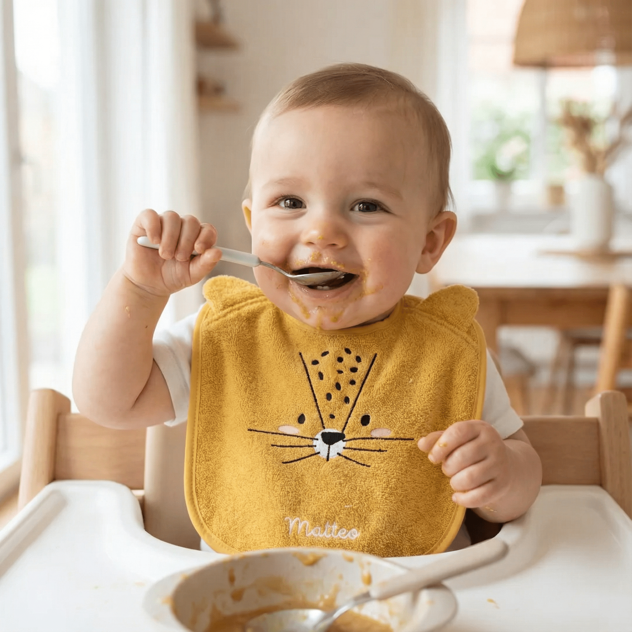 TRYCO Baumwoll Lätzchen Tiere personalisiert - Koala, Schwan, Leopard, Drache - wunderwunsch