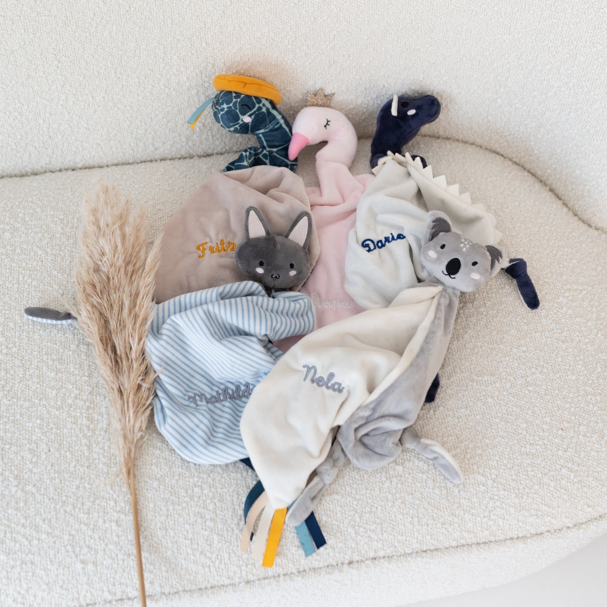 TRYCO Schmusetuch personalisiert - Koala, Fledermaus, Schwan, Drache - wunderwunsch