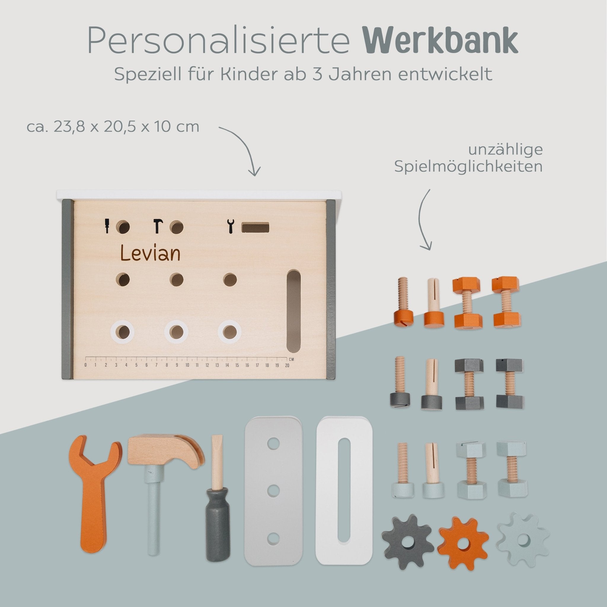 TRYCO Tisch Werkbank Holz personalisierbar - wunderwunsch