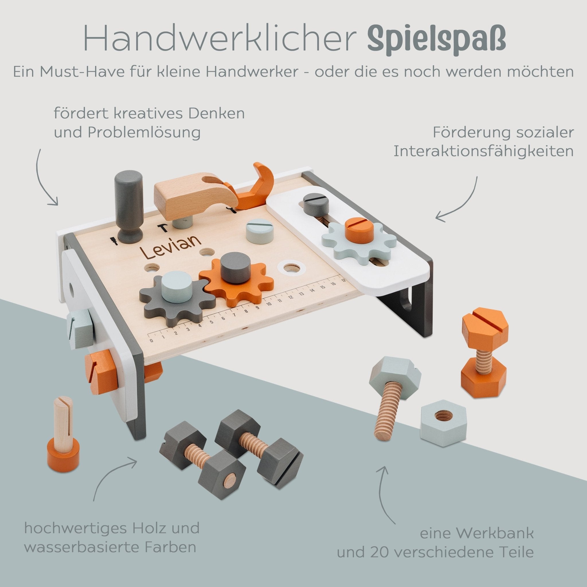 TRYCO Tisch Werkbank Holz personalisierbar - wunderwunsch