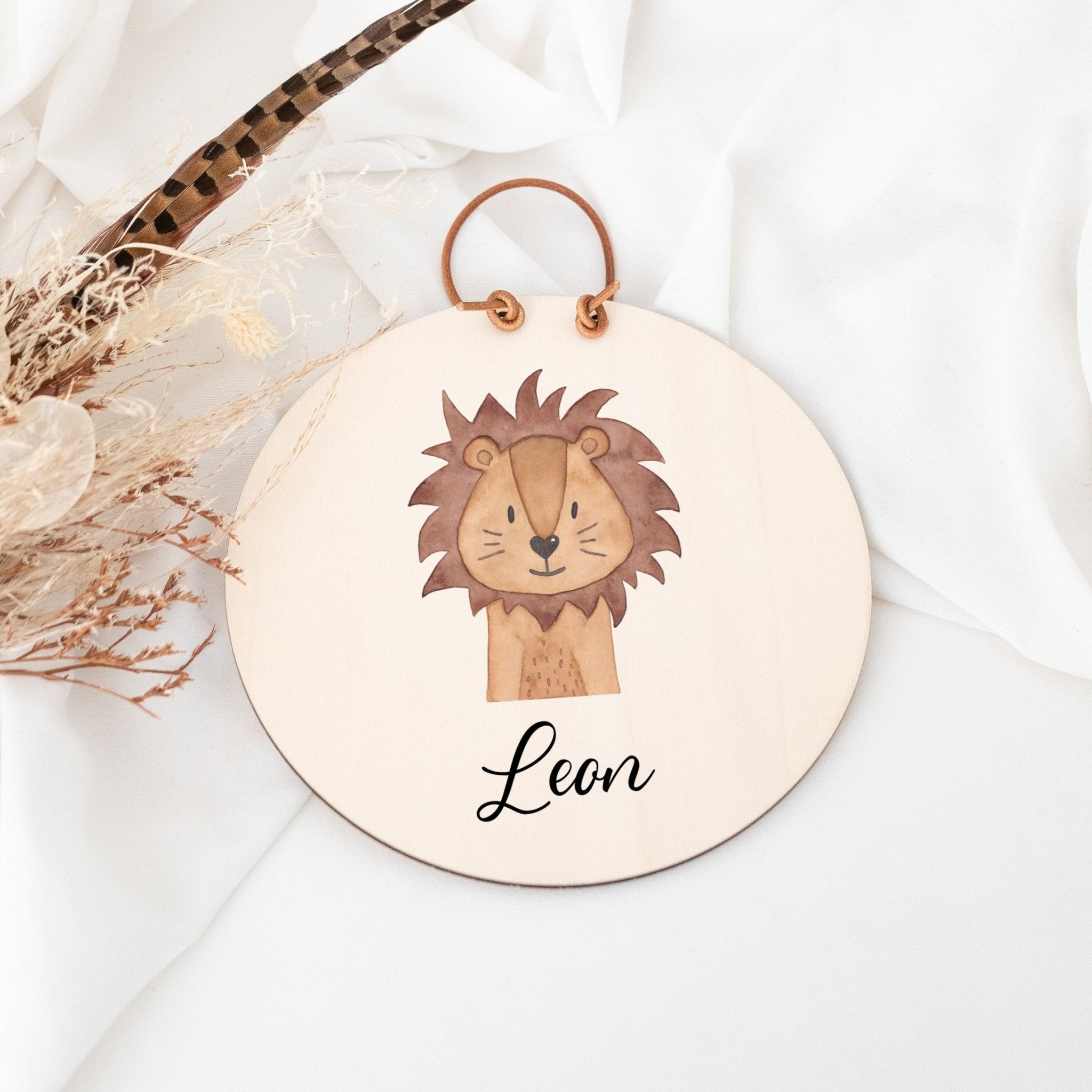 Türschild Kinderzimmer personalisiert - Tier Aquarell - wunderwunsch