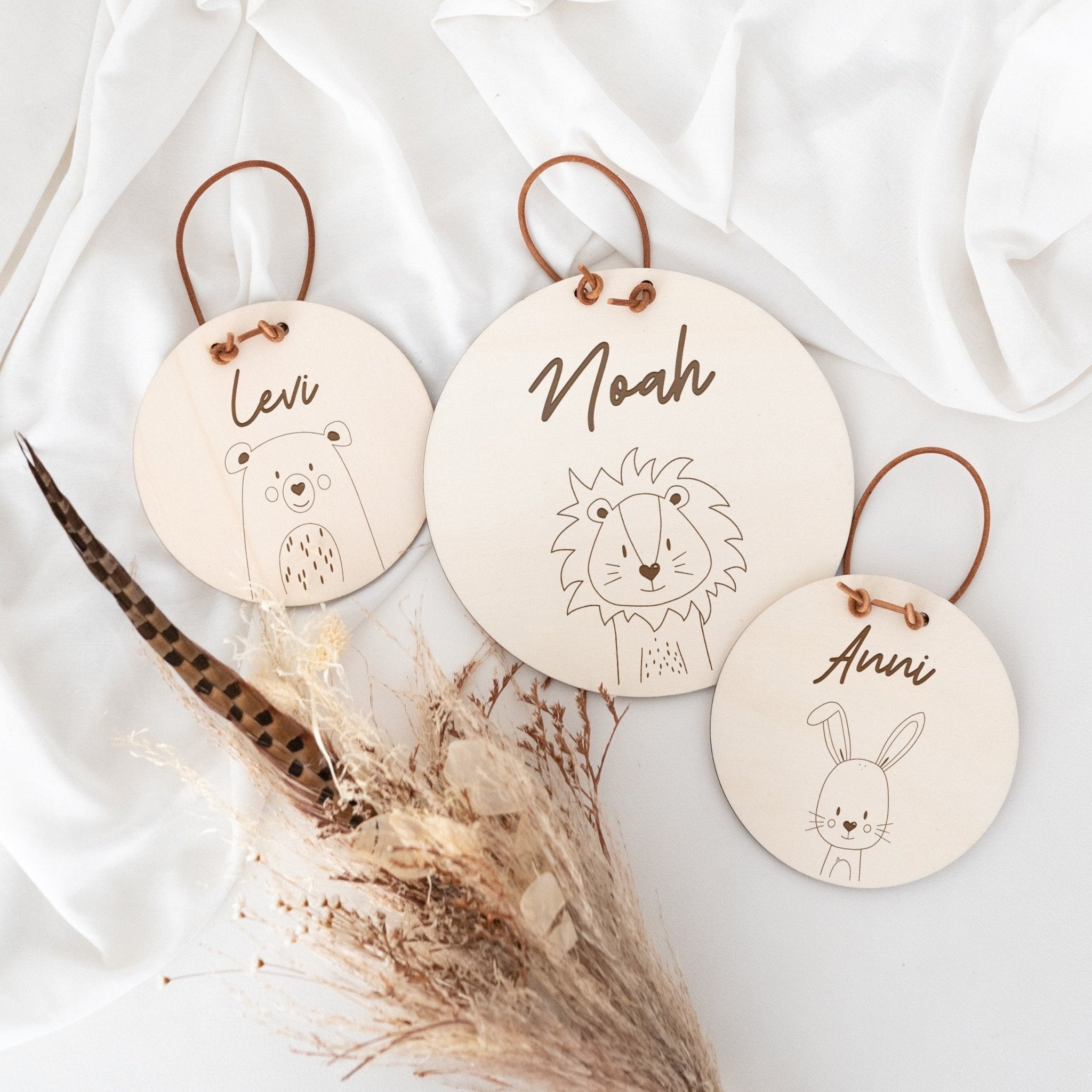 Türschild Kinderzimmer personalisiert - Tier Gravur - wunderwunsch