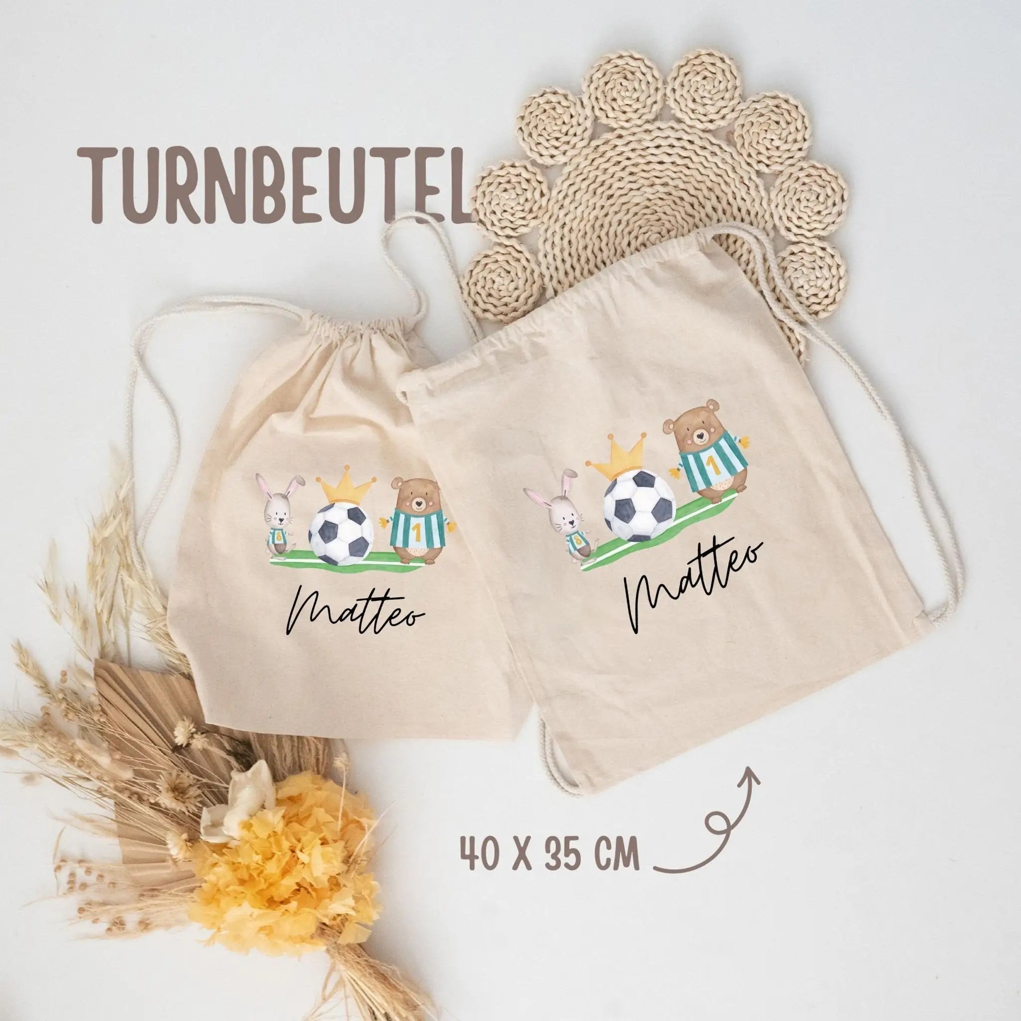 Turnbeutel "Fußball Tiere" personalisiert - wunderwunsch