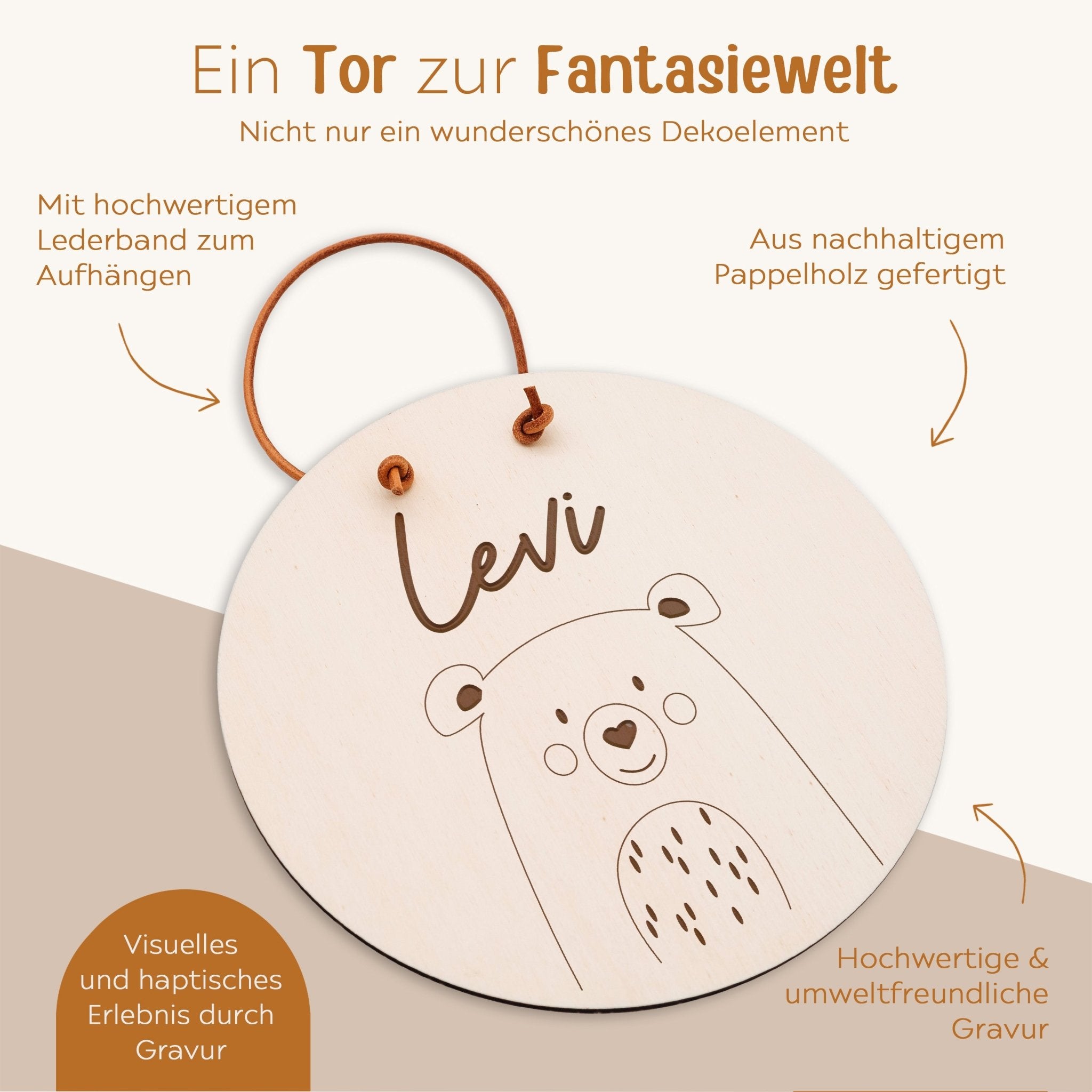 Türschild Kinderzimmer personalisiert - Tier Gravur - wunderwunsch