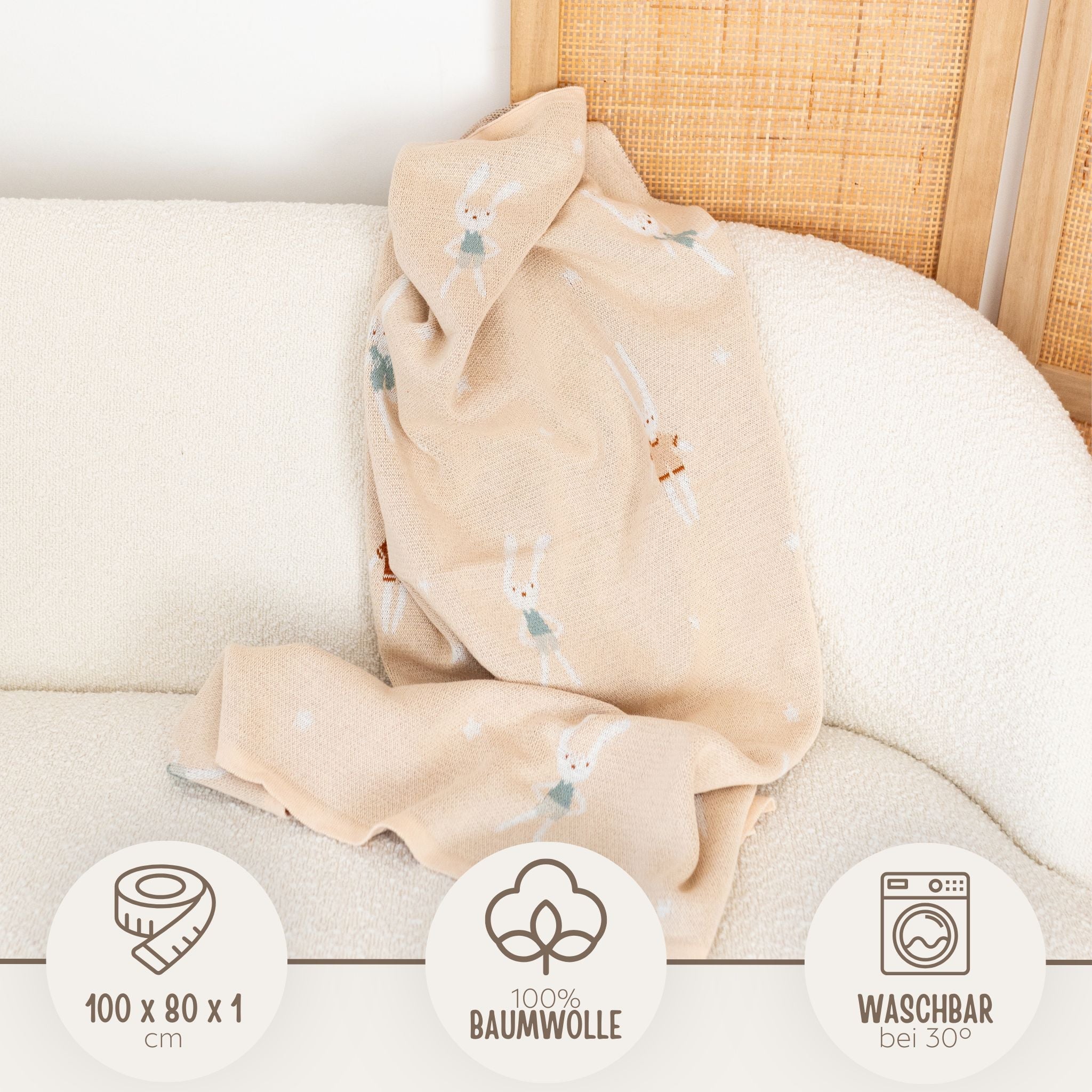 VADOBAG Strickdecke in 4 süßen Designs - wunderwunsch
