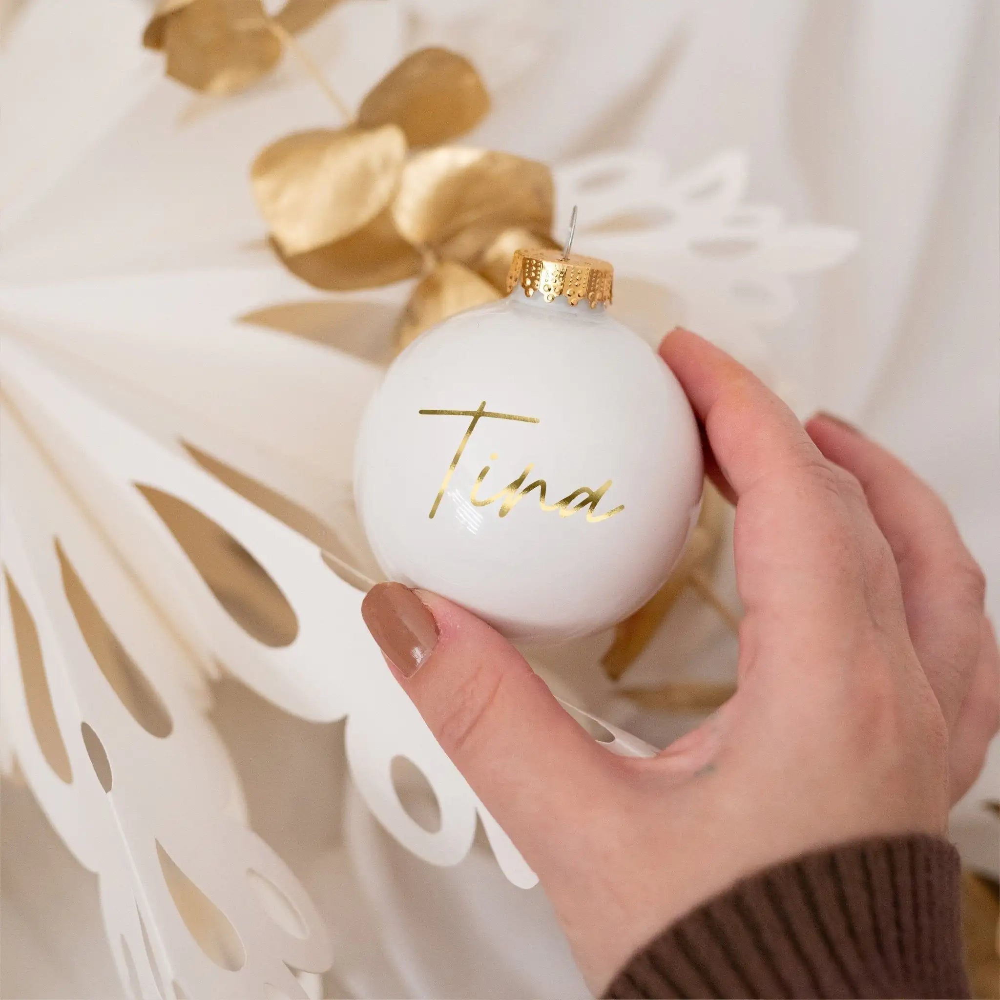 Weihnachtskugel "Name" glänzend personalisiert - wunderwunsch