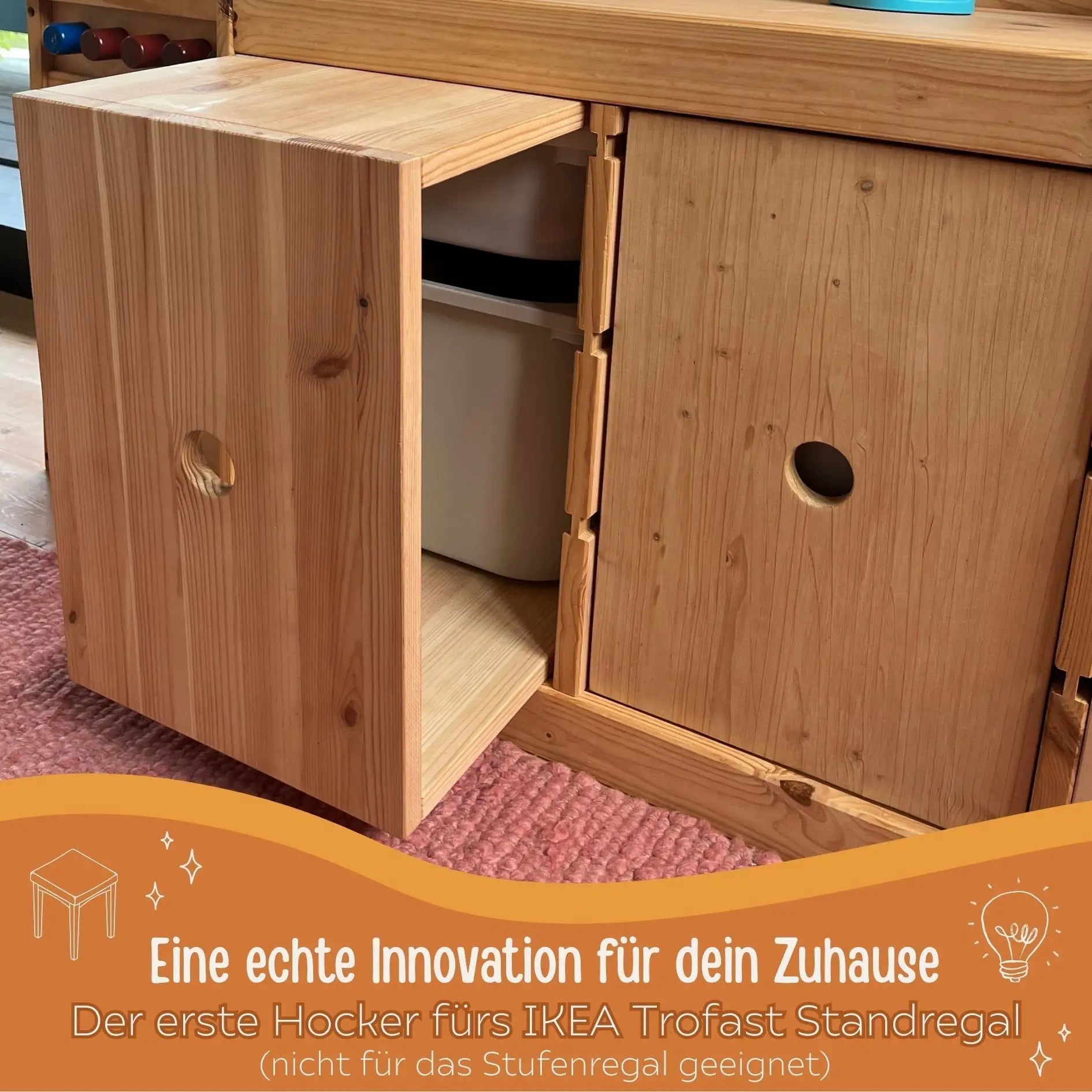 ikea hocker mit aufbewahrung holz WUNKI Hocker für Ikea Trofast⎜Wunderwunsch