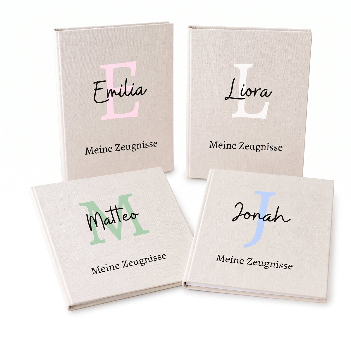Zeugnismappe Stoff personalisiert - Buchstabe Name - wunderwunsch