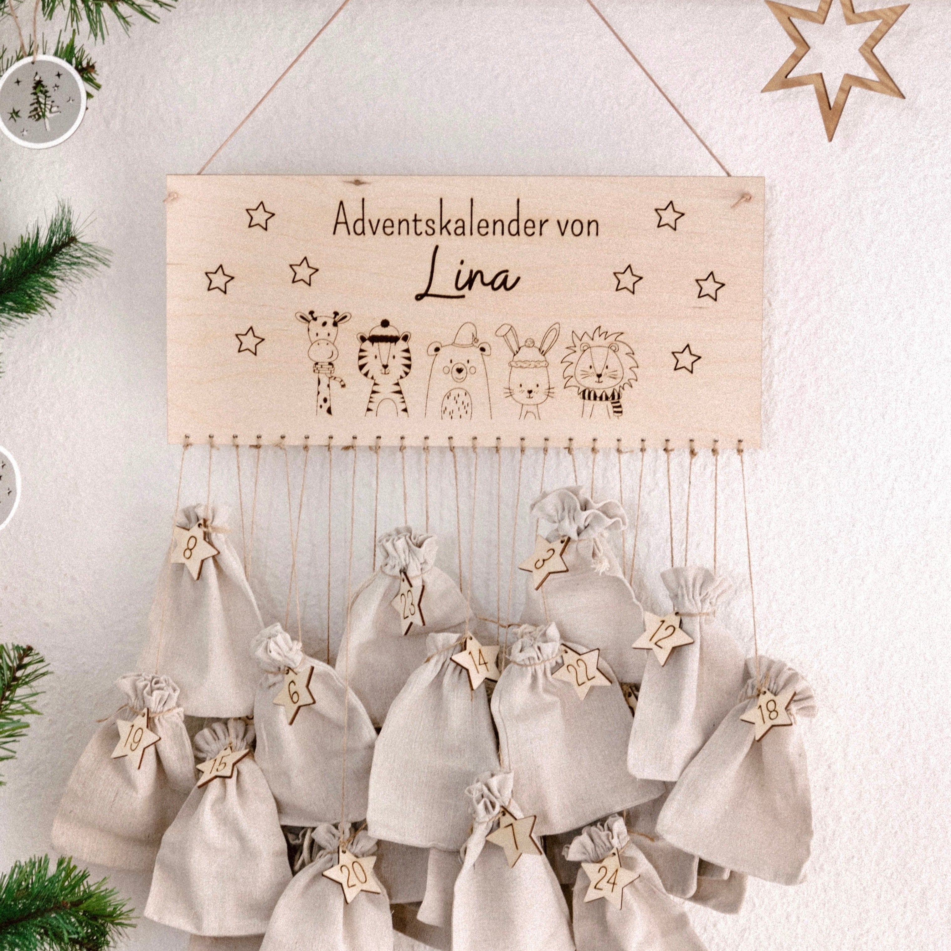 Adventskalender "Weihnachtstiere" personalisiert