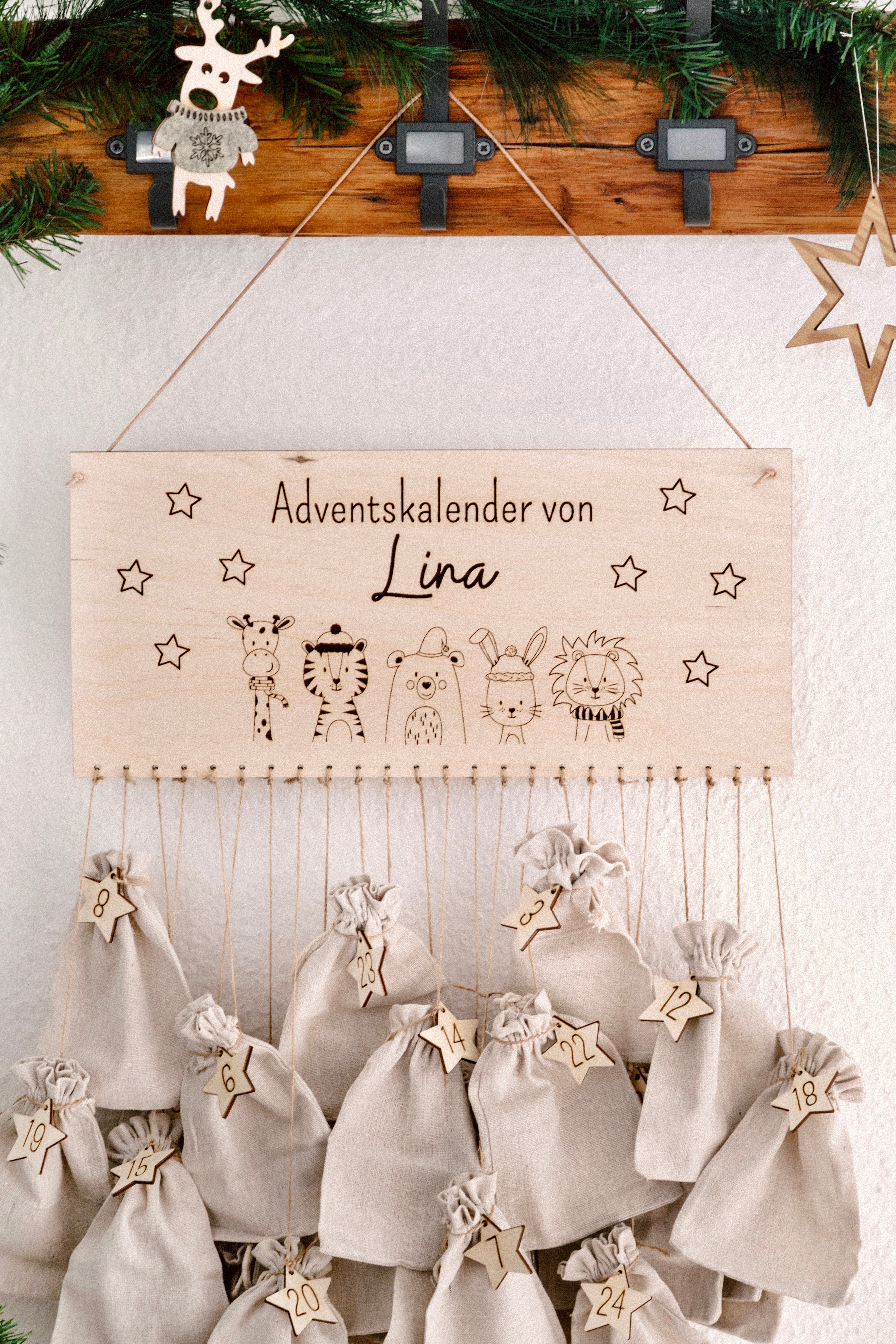 Adventskalender "Weihnachtstiere" personalisiert