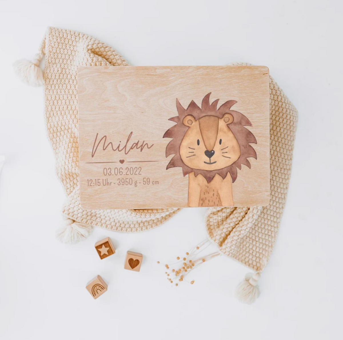 Erinnerungsbox Baby personalisiert - Tier Aquarell
