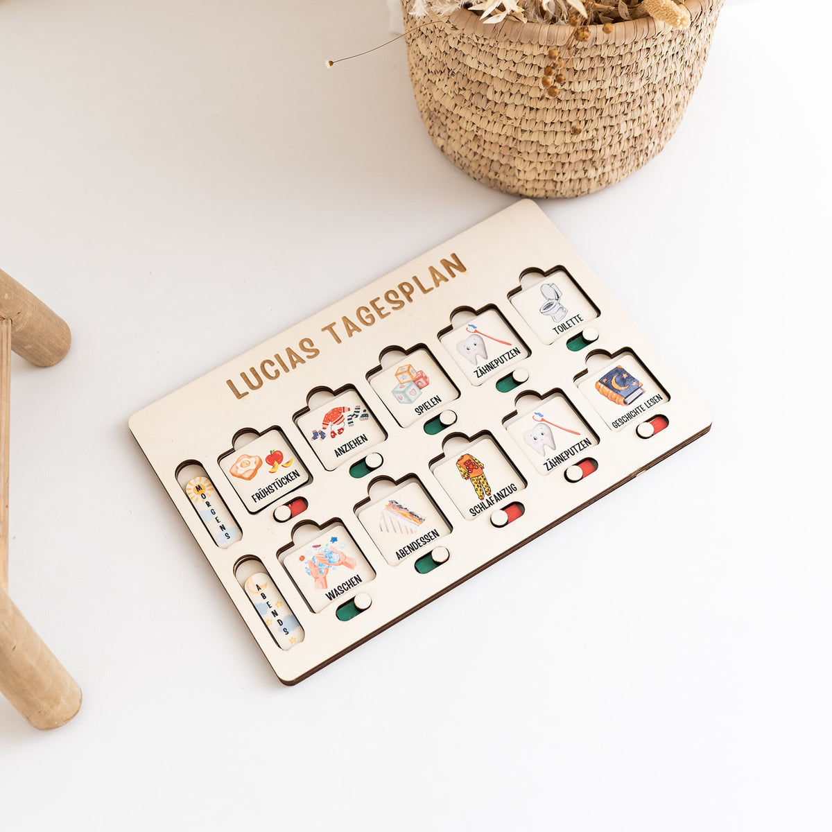 Tagesplan Kinder Holz personalisiert