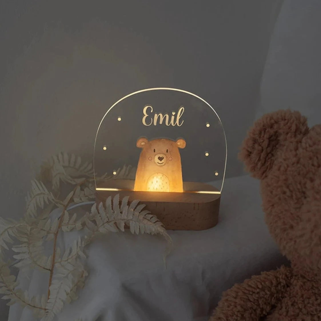 LED Nachtlicht Kinder personalisiert - Tier Aquarell