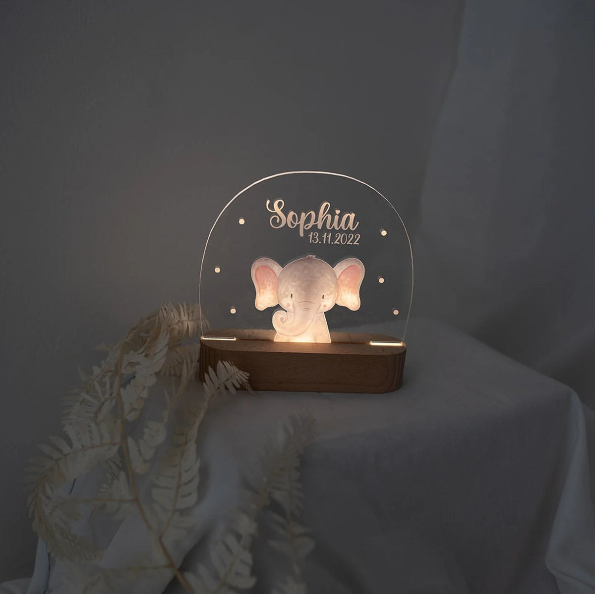 LED Nachtlicht Kinder personalisiert - Tier Aquarell