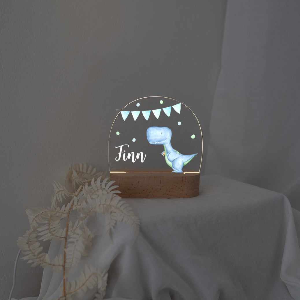LED Nachtlicht Kinder personalisiert - Dinosaurier Girlande Aquarell