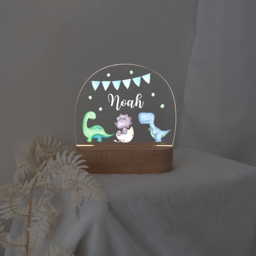 LED Nachtlicht Kinder personalisiert - Dinosaurier Girlande Aquarell