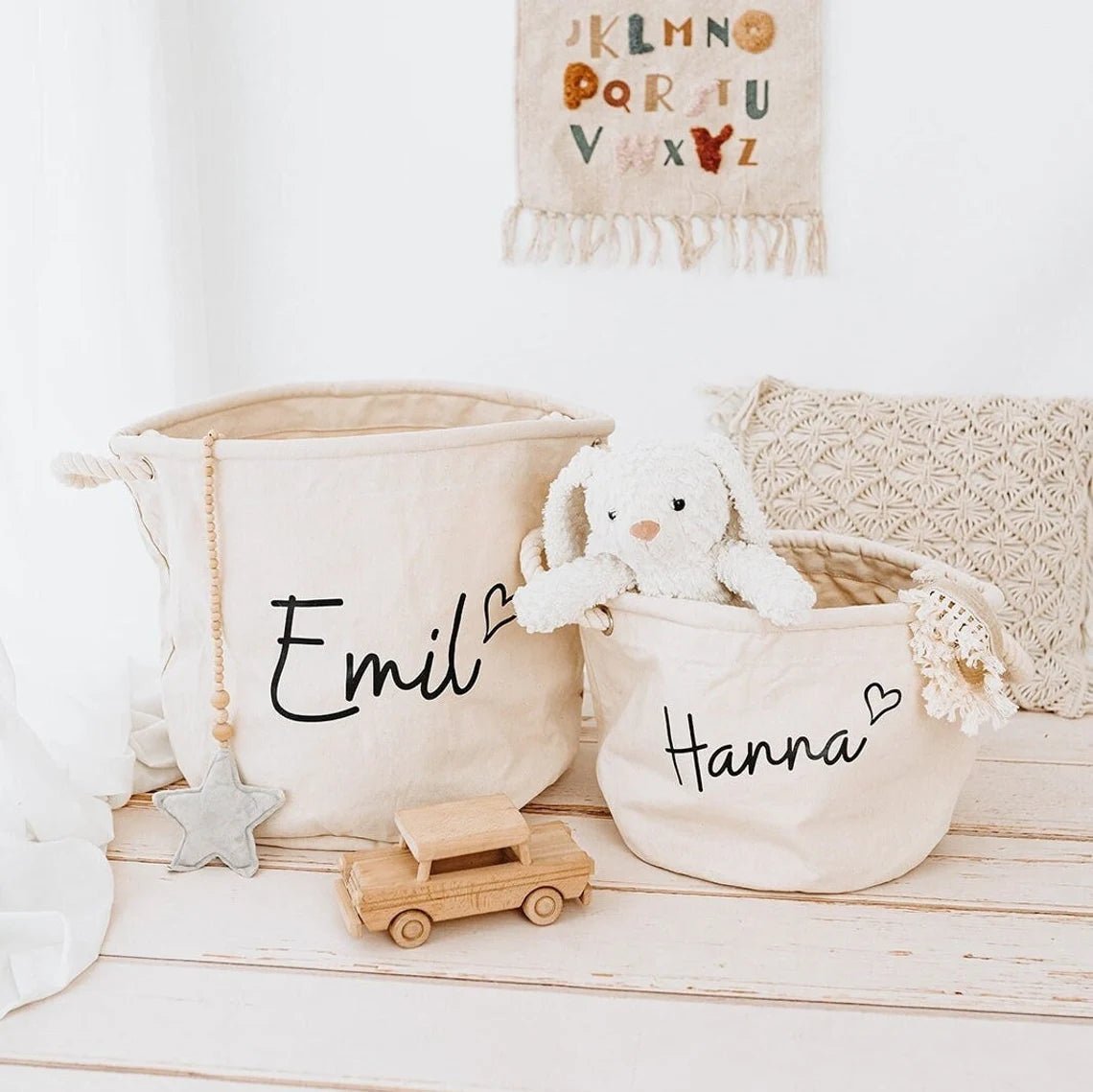 Aufbewahrungskorb Kinderzimmer "Herz" personalisiert - wunderwunsch