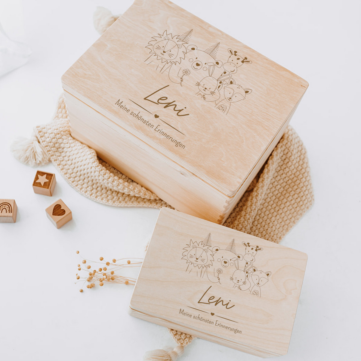 Erinnerungsbox Baby personalisiert - Waldtiere Gravur