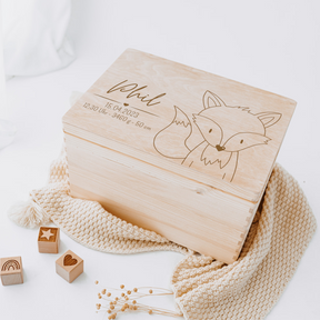 Erinnerungsbox Baby personalisiert - Tier Gravur