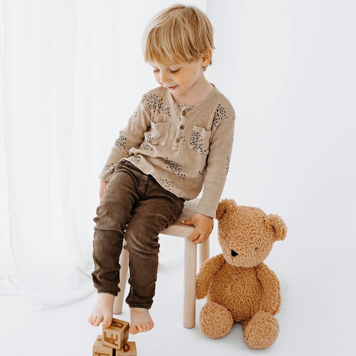 Holzhocker Kinder personalisiert - Tiere Aquarell - wunderwunsch