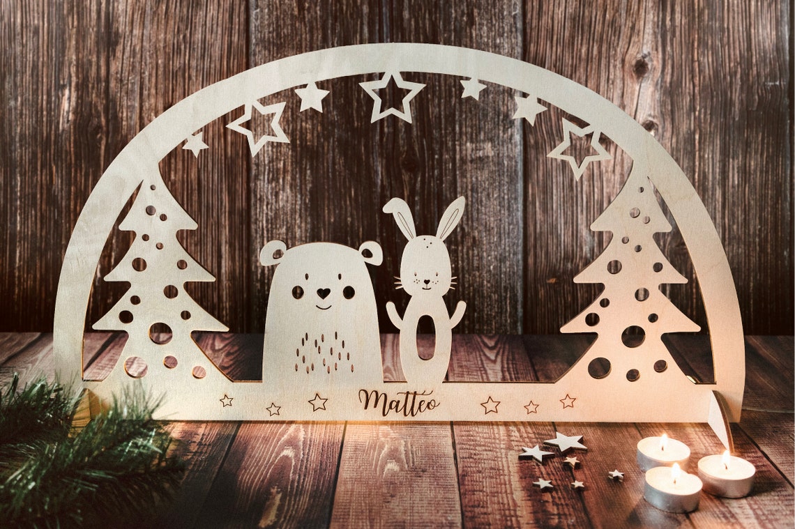Schwibbogen personalisiert "Hase und Bär"