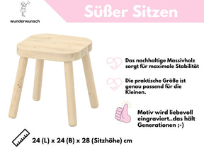 Kinderhocker Holz personalisiert - Regenbogen pastell Aquarell