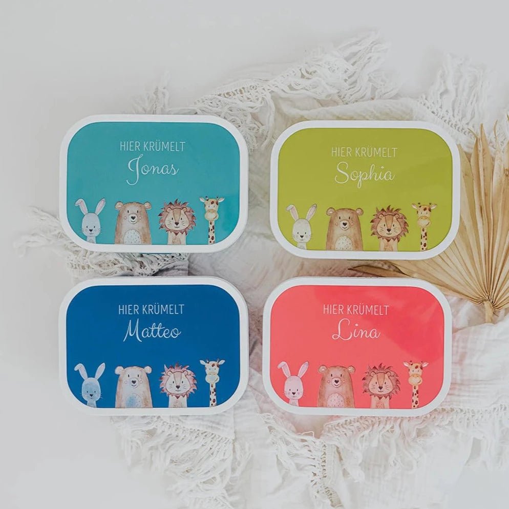 MEPAL Brotdose personalisiert mit Bento Einsatz - Tiere unten Aquarell - wunderwunsch