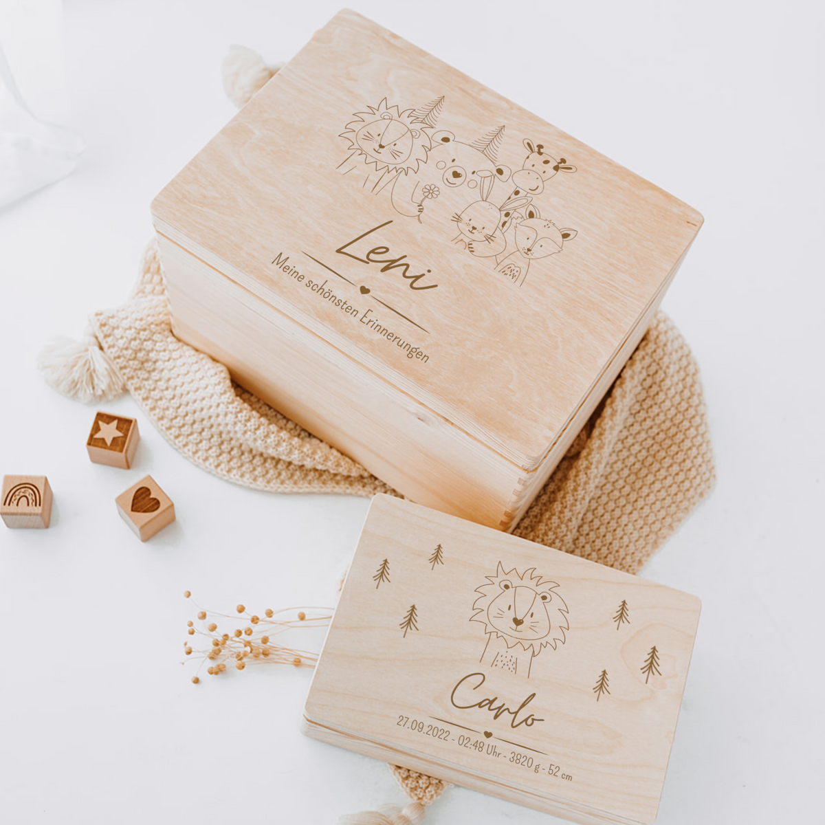 Erinnerungsbox Baby personalisiert - Waldtiere Gravur
